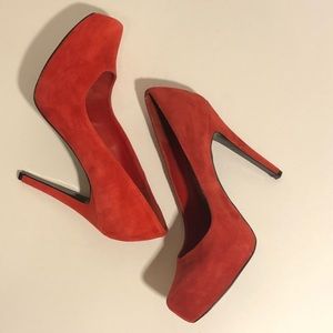 BCBGeneration Red Platform Heels